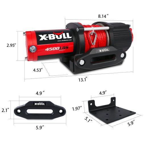 Cabrestante Electrico X-BULL 4500 lbs 12V con Cable Sintetico Impermeable, ATV/UTV Cabrestante con Control Remoto Inalambrico y Soporte de Montaje - Imagen 3