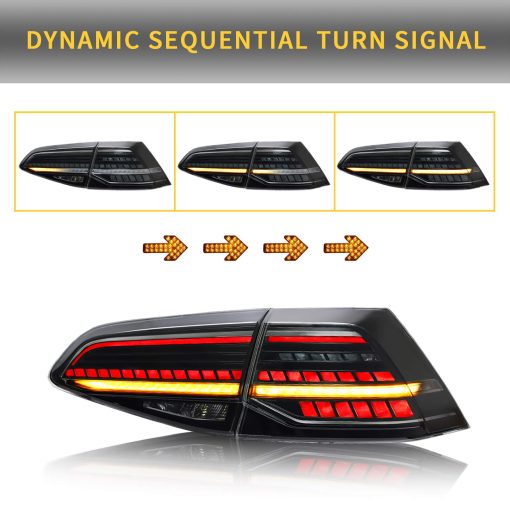 VLAND Luces traseras LED ahumadas compatibles para VW Volkswagen Golf7 MK7 Golf7.5 TDI y TSI 2014-2020 con luz trasera de senal de giro secuencial, ensamblaje de lampara trasera, plug and play, (No para GTI / R) - Imagen 4