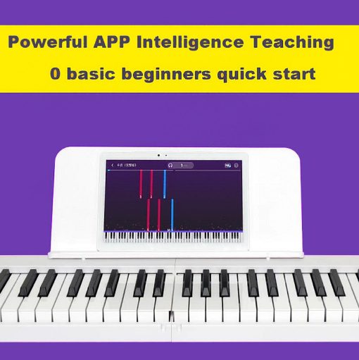 Piano Electronico Plegable MAGICON BX20S de 88 Teclas, Tamano Completo Teclas Semipesadas Piano Portatil, Teclas Sensibles, Soporta USB/MIDI, Bluetooth Inalambrico, Altavoces, Pedal, Bolso de Mano, para Principiantes (Blanco+) - Imagen 4