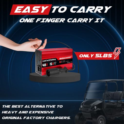 Cargador de bateria de carrito de golf de 48 voltios y 15 amperios Magula para Club Car DS & Precedente, con Carga Lenta, Carga Completa en 4-6 Horas, solo 5 Libras, Reemplaza Cargador de Carrito de Golf de 48 Voltios para Club Car, Cargador de Club Car de 48 Voltios - Imagen 4