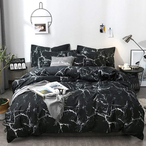 Juego de Edredon de Marmol Negro Cottonight King Size Juego de Edredon Negro y Blanco Conjuntos de Ropa de Cama Moderna Abstracta Gotica Mantas Colchas Transpirables Suaves Juego de Edredon para Mujeres Hombres Adultos Adolescentes Rey - Imagen 5