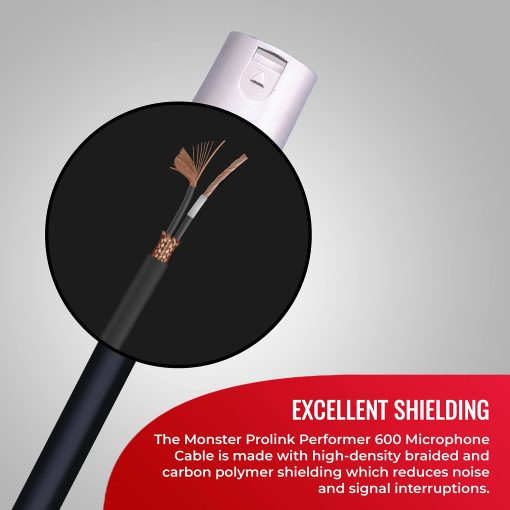 Cable de Microfono Monster Cable Prolink Performer 600. Cable XLR de 30 pies. Cables XLR personalizados. Cable de Microfono XLR con Chaqueta de Microfibra Dielectric Duraflex. - Imagen 3