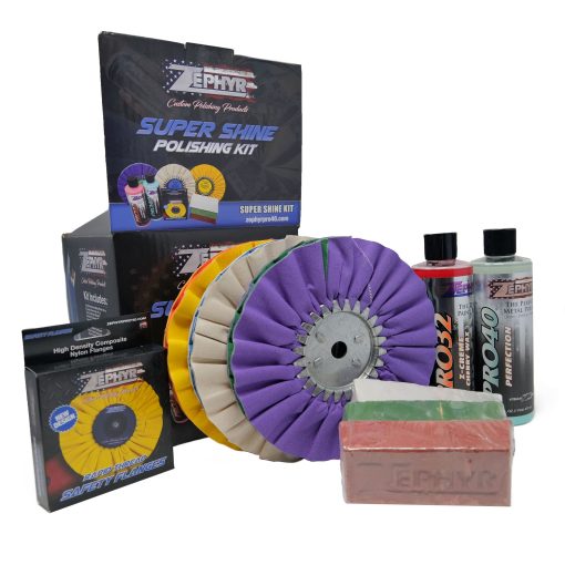 Kit de Pulido ZEPHYR Custom POLISHING Products Super Shine con Ruedas de Pulido de 8" para Aluminio, Acero Inoxidable en Camiones Semi, Pulido de Ruedas de Aluminio