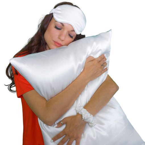 Funda de Almohada de Seda Mulberry Park 30 Momme - Funda de Almohada de Seda Pura para Cabello y Piel, Seda Real de Morera de Grado 6A Tejido Charmeuse Funda de Almohada para Noches de Lujo - 1 Pieza Blanco (King 20'' x 36'') - Imagen 4