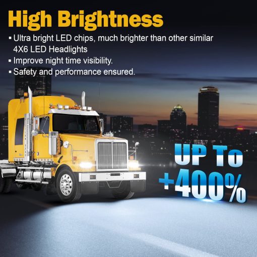 Faros LED de 4x6 pulgadas M MIBAHE aprobados por DOT 120W Compatibles con Kenworth T800 T600 Peterbilt 379 Feightliner Oldsmo-bile Cutlass H4651 H4652 H4656 H4666 H6545 Cromo - Imagen 6