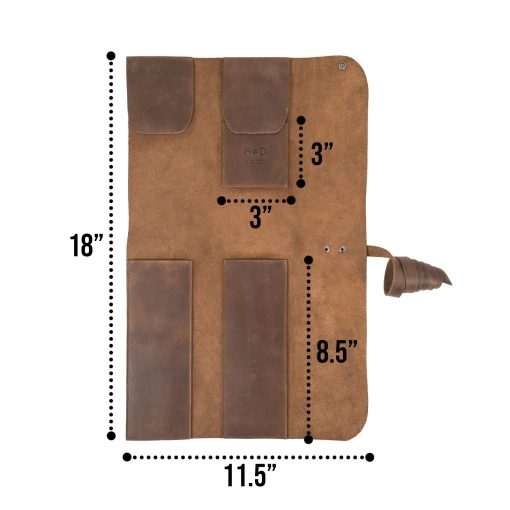 Bolso de Cuero de Grano Completo para Baquetas con Espacio para Llave de Bateria - Marron Bourbon - Imagen 6