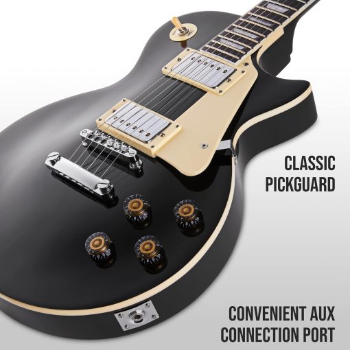 Guitarra Electrica LyxPro 39" Serie SB, Estilo LP para Principiantes, Intermedios y Profesionales Guitarra de Cuerpo Solido, Bonus 2-Pack de Puas, Madera de Caoba, Controles de Volumen/Tono, Pastillas de 3 vias - Negro - Imagen 5