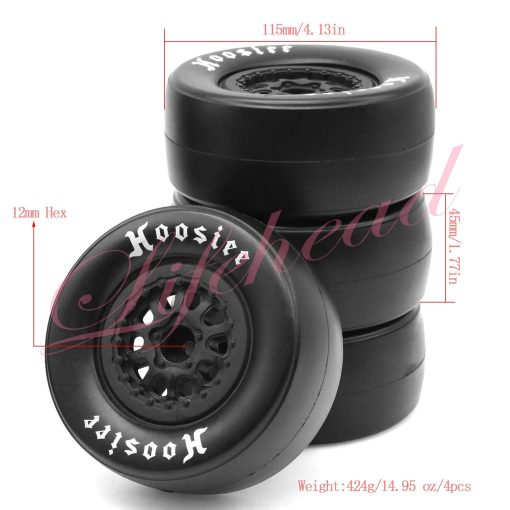 Neumaticos de camion de carreras de Short Course 1/10 de Lifehead ? Adecuado para TRAXXAS Slash4X4 HuanQi 727 ARRMA SENTON 3S Losi Ford Raptor Baja Rey/ Neumaticos de camion de alta eficiencia para corta distancia de 105 mm de diametro exterior/ Negro - Imagen 2
