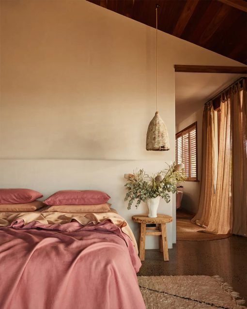 Sabana Ajustable de Lino Bed Threads - 100% Lino Frances - 170 GSM - Lujo y Eco-Amigable - Transpirable, Duradero y Suave - Solo Sabana Ajustable Individual - Lavable a Maquina - Tamano Completo - Terracota - Imagen 5