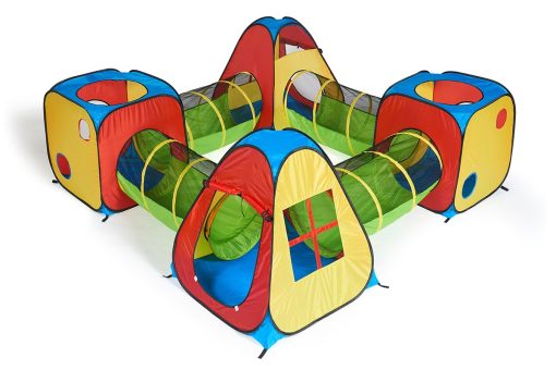 Casa de Juegos Pop Up UTEX 8 en 1 para Ninos con 4 Tuneles y 4 Tiendas para Ninos y Ninas para Uso Interior y Exterior