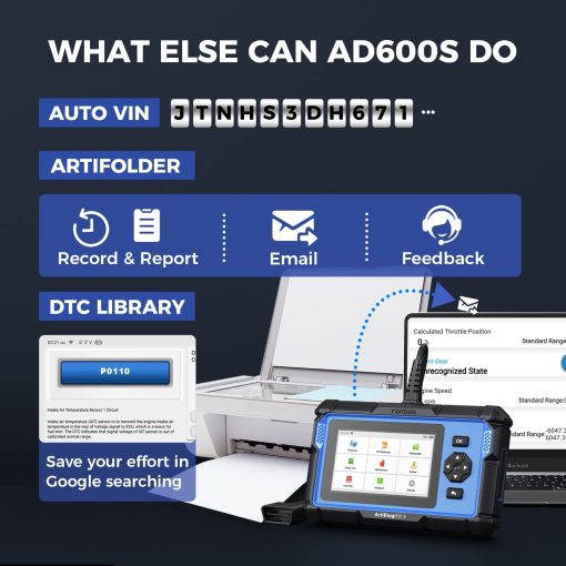 Escaner OBD2 TOPDON AD600S, Lector de Codigos, Escaner de Diagnostico para ABS/SRS/at/Motor, 8 Servicios de Reinicio, Reinicio de Aceite/Freno/BMS/SAS/DPF/TPMS/ABS Sangrado/Adaptacion del Acelerador, Actualizacion de Por Vida Gratis - Imagen 5