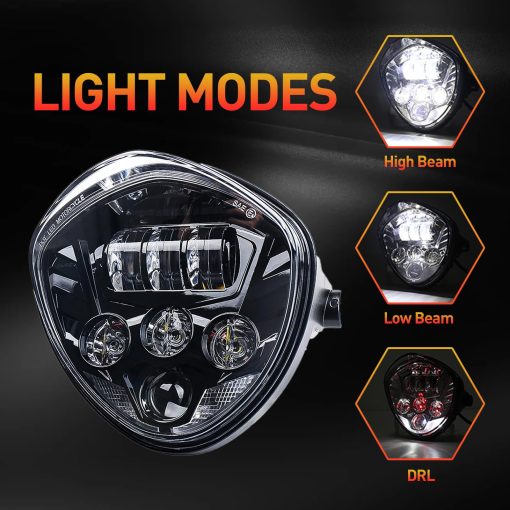 Faro Delantero LED de Motocicleta AVOUZ 7 pulgadas con Luces Blancas y Rojas de Marcha Diurna (DRL) con Soportes Universales para Motocicletas Compatible con Harley Davidson, Kawasaki, Ducati, Suzuki, Yamaha, Victory, Honda - Imagen 5