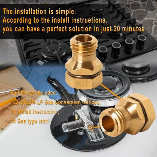 Kit de conversion de LP GRLP4 | Orificio de propano | Kit de conversion de gas a propano | Laton | Con instrucciones | Compatible con Frigidaire Kenmore Electrolux Range / Cooktop / Estufa - Imagen 2