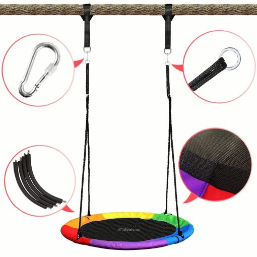 Columpio de arbol de 40" con Plato para Ninos y Adultos, Capacidad de Peso de 700 lb, Columpios de Plataforma con Correas Colgantes y Cuerdas Ajustables para Exterior, Asiento de Columpio Seguro y util para Ninos en el Patio Trasero - Imagen 5