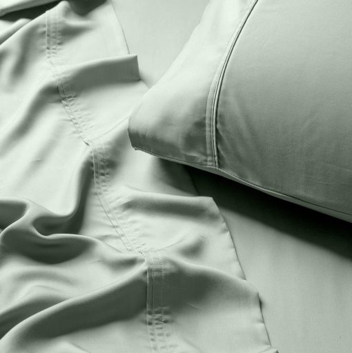 Juego de Sabanas Split King de Olive + Crate para Cama Ajustable, 100% Fibra de Tencel Eucalipto Certificada de Austria, Mejor que la Seda y el Lino, Sabanas Refrescantes para Personas Calurosas, Sage Primavera (106" x 107") - Imagen 7