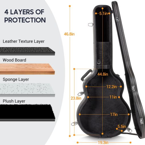 Estuche Rigido para Guitarra Acustica CAHAYA de 42 Pulgadas con Llave Antigolpes Impermeable Bolsa de Viaje para Guitarra de Aire CY0241 - Imagen 4