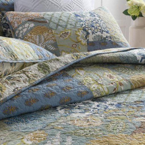 Camandy Colcha de Algodon Juego de Ropa de Cama 3 Piezas Reversible Edredon Conforter Paisley Floral Patchwork Verde Salvia, Tamano King - Imagen 4