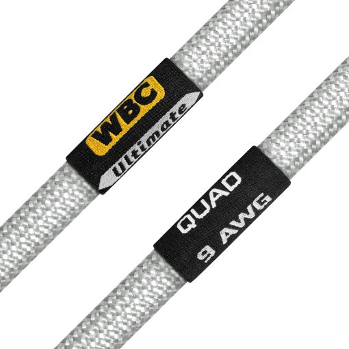 Cable para altavoz premium WORLDS BEST CABLES de 12 pies Ultimate - 9 AWG - OFC ultra puro - Par de cable para altavoz HiFi premium con conectores banana Eminence Gold y chaqueta de tweed plateada - Imagen 3