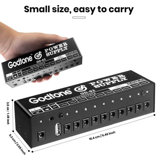 Fuente de Alimentacion para Pedales de Guitarra 10 Salidas Aisladas DC para 9V/12V/18V, 100mA 400mA, con USB(5V2A) GD-02 - Imagen 5