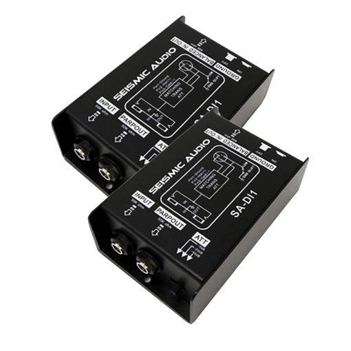 Caja Directa Pasiva Seismic Audio con Atenuador de Tierra Izquierda y Interruptor, Par de Cajas Directas Pasivas