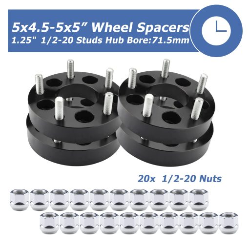 Adaptadores de Rueda EZISOE 5x4.5 a 5x5 para Convertir Ruedas de JK en Vehiculos TJ YJ KK XJ ZJ, 1.25 pulgadas 5x114.3mm a Adaptador de Rueda 5x127mm con Nucleo de 71.5mm y Rosca de 1/2 pulgada - Imagen 3
