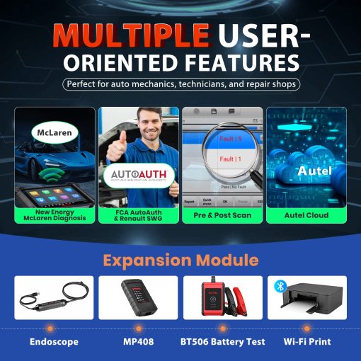 Escaner Autel MaxiCOM MK908 II: 2024 Android 10, Actualizacion de MK908/ MS906BT/ MS906 Pro, Mismo Codificacion de ECU que MK908 Pro II/ MS908S Pro II, 38+ Servicios, OE Todos los Sistemas, Auto Scan 2.0, Control Bidireccional - Imagen 9
