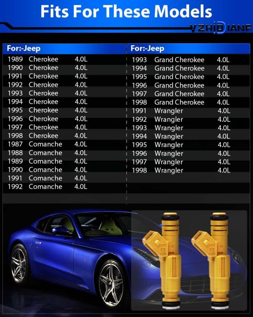 Inyectores de Combustible Actualizados YZHIDIANF 0280155710 Compatible Con: - Jeep Wrangler Cherokee Grand Cherokee Comanche 4.0L 4 Agujeros 1987 1988 1989 1990 1991 1992 1993 1994 1995 1996 1997 1998 (6 PCS) - Imagen 2
