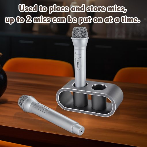 Soporte de Aluminio para Almacenamiento de Microfonos de Escritorio de Metal WikrOck, Base de Soporte para Microfonos Inalambricos, Organizador de Microfonos Elegante para Mesas (M, Gris Cepillado) - Imagen 4