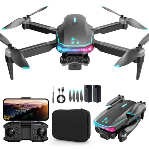 Drones con Camara Brushless para Adultos Camara 4k 2 Baterias Drone RC Quadcopter para Principiantes Ninos Adultos Regalos para Ninos y Ninas