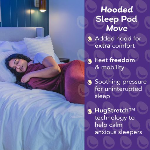 Hug Sleep Hooded Sleep Pod Move, Manta Portatil con Capucha Acolchada, Alternativa a la Manta Ponderada, Visto en Shark Tank, Sensorial Refrescante, Mantas Cozy Lavables a Maquina, Regalo para Adultos, Ninos o Adolescentes, Ruby, Pequeno - Imagen 3