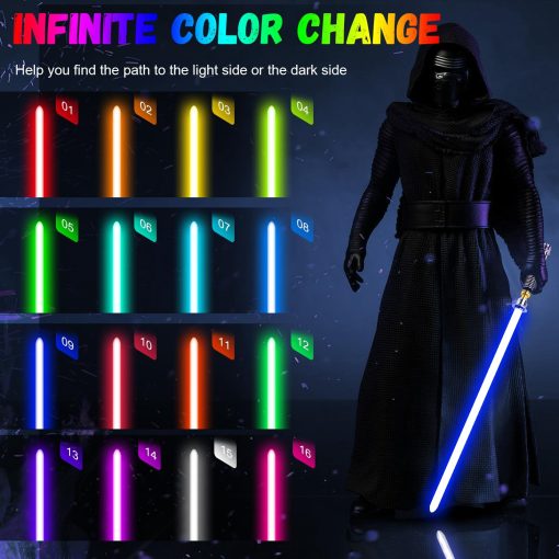 ELESKOCO Smooth Swing Luke V3.0 Lightsaber, Luz de Sable de Luz con Control de APP Cambio Infinito de 16 Colores, Sables de Luz de Combate con Sensor de Movimiento Premium Metal 16 Sonidos Espada de Luz para Adultos y Adolescentes Regalo - Imagen 4