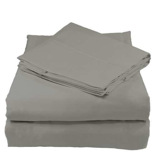 Juego de sabanas 100% Algodon Organico Whisper Organics - 500 TC Juego de sabanas (Sabana, Sabana Plana, Funda de Almohada) - Sabanas Extra Profundas - Certificado por GOTS (Gris, Individual)