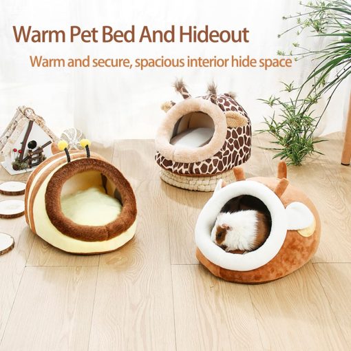 Cama Casa Escondite para Cuy Rata Dragon Barba Huron para Dormir y Esconderse, Accesorios de Jaula para Cuy Decoracion del Habitat (X-Large, 1. Venado Sika) - Imagen 4