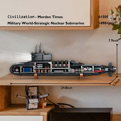 JMBricklayer Juegos de Construccion de Submarinos Nucleares - Juguetes de Submarinos Militares con Luces, Coleccionable de Historia de la Segunda Guerra Mundial Decoracion del Hogar, Set de Construccion de Barcos de Batalla, Regalos de Juguetes para Niños Hombres Adultos - Imagen 3