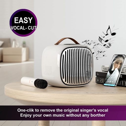 Maquina de Karaoke con 2 Microfonos, Maquina de Karaoke Portatil con Bluetooth y Microfono Inalambrico para Adultos, Altavoz de Karaoke para Fiesta en Casa, Reunion, Boda, Iglesia, Picnic, Exterior/Interior - Imagen 6