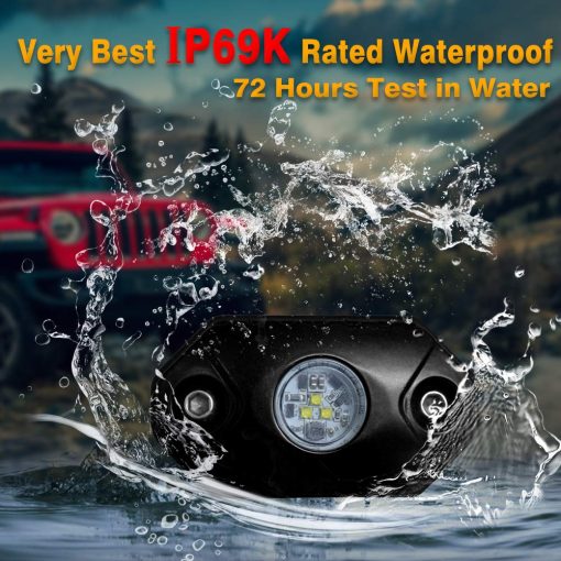 Luces LED Rock TSAUTO a Prueba de Agua IP68 IP69K Lampara de Roca Subacuatica CREE Luz de Acento de Cubierta Debajo del Vehiculo Luces de Reptacion Interior Exterior para Camion Jeep ATV UTV Barco (Azul) - Imagen 3