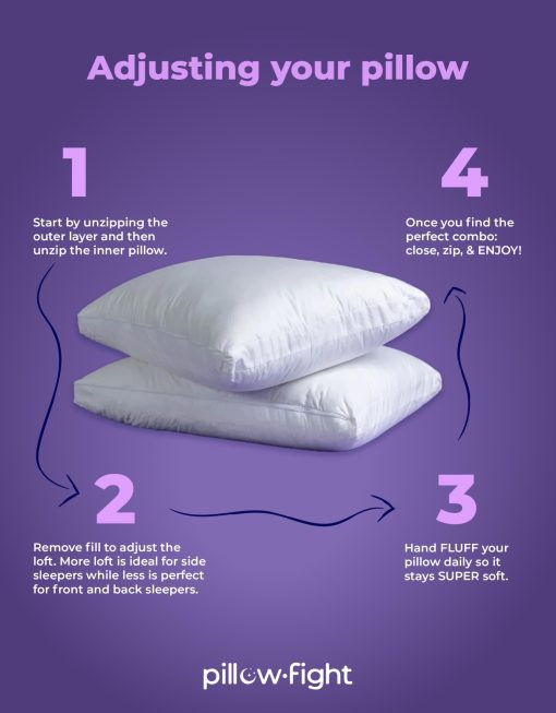Almohada Pillow Fight Good Pillow Classic - Paquete de 2, Almohadas tamano King, Lujo y Ajustables, Almohada de Relleno Alternativo, Almohadas para Cama, Almohada Refrigerante, para Durmientes de Espalda, Estomago y de Costado - Imagen 4
