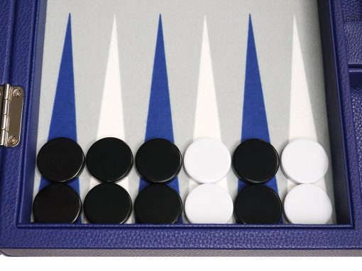Juego de Backgammon Premium de 13 pulgadas - Tamano de Viaje - Tablero Azul indigo - Imagen 7
