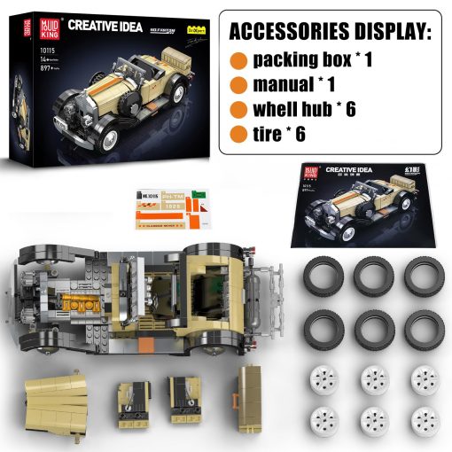 Mould King 10115 Kits de Construccion de Autos Clasicos, Modelo de Auto Vintage, Set de Bloques de Construccion, Regalo para Ninos de 8+ / Coleccionistas Adultos (897+ Piezas, Version Estatica) - Imagen 6