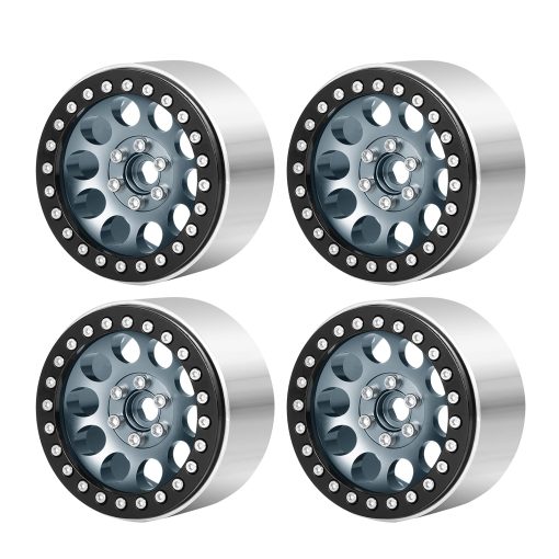 Maleonn 4PCS RC Llantas de Aleacion de Aluminio 2.2 Beadlock 35mm Juego de Cubos de Rueda Metalicos para Escala 1/10 SCX10 D90 Wraith 90048 90018 RR10 Accesorios para Coches con RC Crawler, Titanio y Negro - Imagen 6