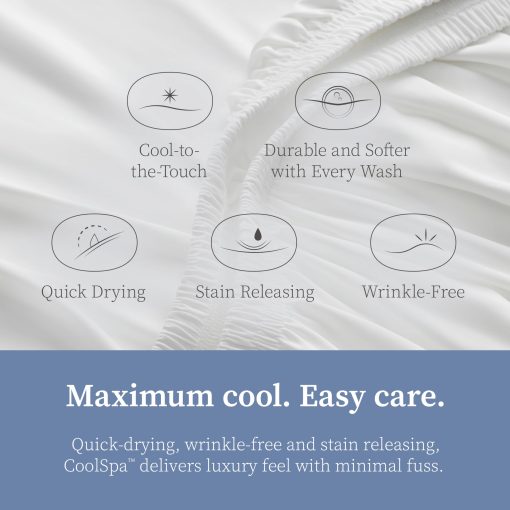 Juego de sabanas refrigerantes Coop Home Goods Comphy CoolSpa, 4 piezas Juego de sabanas Queen, Blanco Transpirable y super suave, Calidad de lujo de Spa y Hotel, Juego de cama tamano Queen - Imagen 5