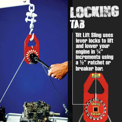Oberg Tilt Lift - Correa de elevacion del motor | Sin complicaciones de cadena de grua | Capacidad de 1 tonelada | Inclinacion de 45 grados | Operacion con una sola mano | Cambio de motor facil | Montaje de grapas que se fijan a cualquier motor | Factor de seguridad de 3 a 1 - Imagen 5