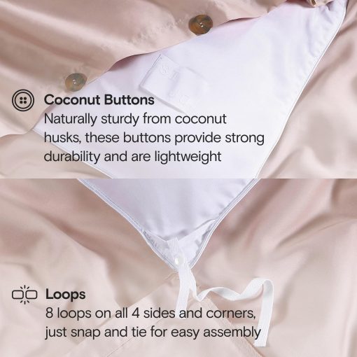 Funda de Edredon SIJO AiryWeight Tencel, 100% Lyocell Derivado del Eucalipto, Super Suave, Mejores Sabanas para Dormir Frescas segun Architectural Digest (Blush, Full/Queen 90"x90") - Imagen 4