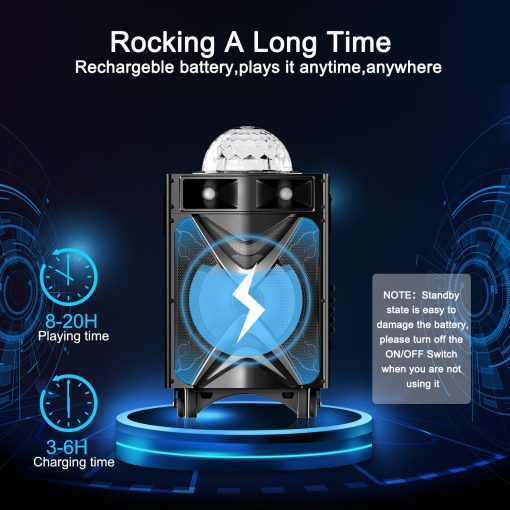 Maquina de Karaoke VeGue para Adultos y Ninos, Altavoz Bluetooth Sistema PA con 2 Microfonos Inalambricos, Subwoofer de 10'', Luz de Bola LED de Discoteca, Maquina de Canto para Karaoke en Casa, Fiesta, Iglesia (VS-1088) - Imagen 4