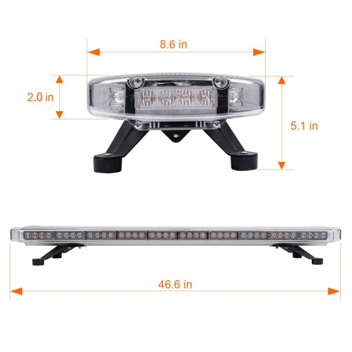 ASPL 47" 88 LED Barra de luces estroboscopicas de alta intensidad y perfil bajo en la parte superior del techo para camiones de remolque y vehiculos de construccion (ambar) - Imagen 4