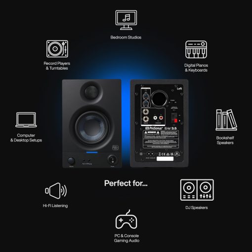 Monitores de Estudio PreSonus Eris 3.5, Par - Altavoces Activos y Potenciados para Produccion de Musica de Campo Cercano, Computadora de Escritorio, Audio Hi-Fi - Imagen 4