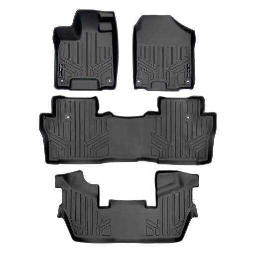 SMARTLINER Juego de tapetes a medida para 3 filas de Honda Pilot Elite 2016-2022 - Negro