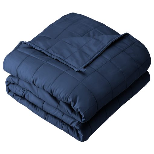 Manta ponderada Bare Home 100% algodon natural con cuentas de vidrio no toxicas 80"x87" 25lbs, Azul Oscuro