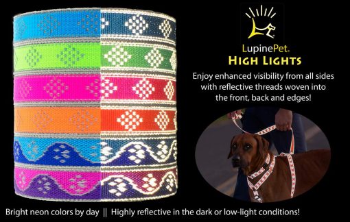 Collar Reflectante para Perro Lupine 1" Ancho Naranja Diamante Ajustable de 12" a 20" - Imagen 2