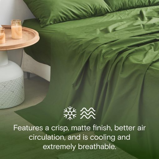 Juego de Sabanas 100% Algodon Organico DOZ by SIJO, Certificado GOTS, Tejido Percale Resistente, Fibra Larga, Transpirable, Acabado Mate, Estilo Hotelero, Duradero, 4 piezas 2 Fundas de Almohada 1 Ajustable 1 Plana (Forest, Full) - Imagen 4